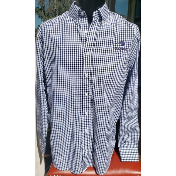 Vantage US Open Shirt Men's Large Gingham Button Down Tennis Checkered Long Slve - Picture 1 of 14